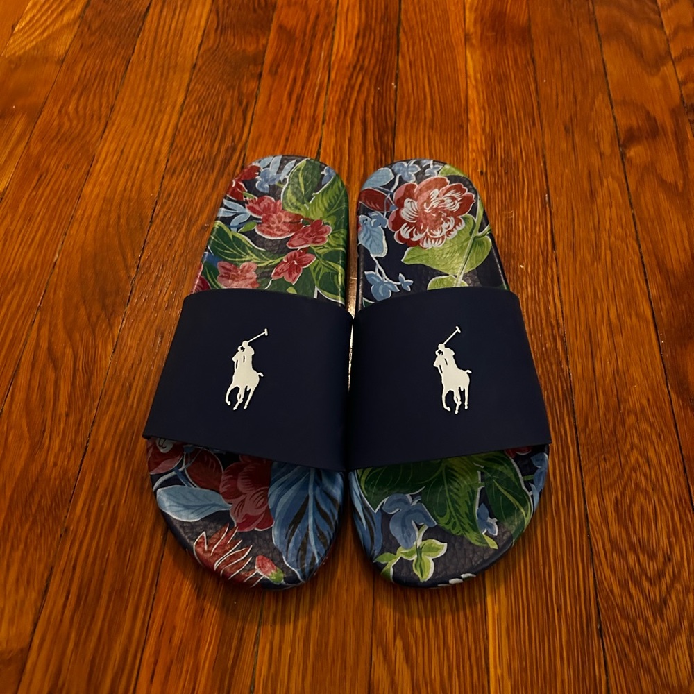 Polo by Ralph Lauren Blue Sandals with Tropical Print